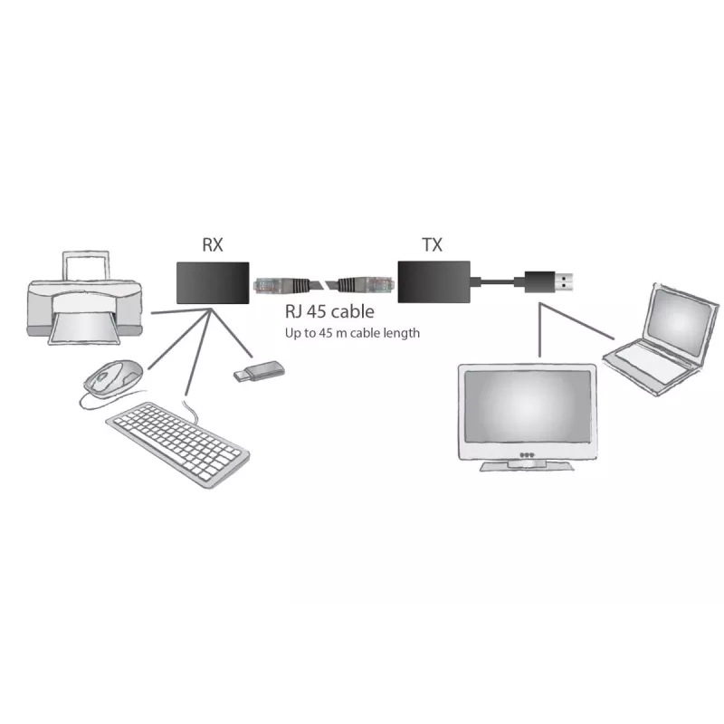 DIGITUS USB 1.1 prailgintuvas per Cat5/5e/6