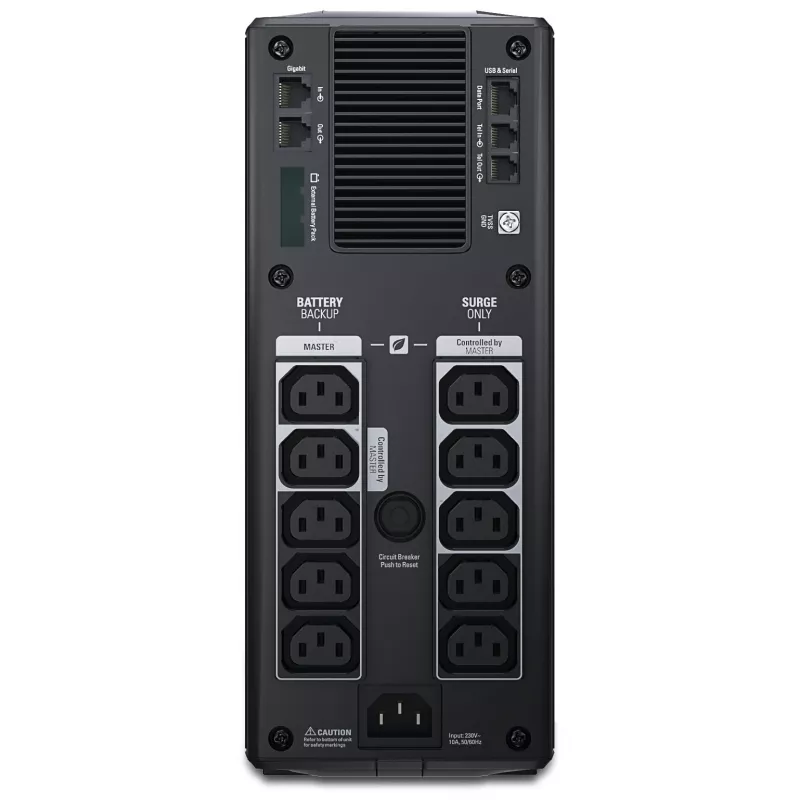 APC Back-UPS Pro 1500VA/865W, bokštinis, 230V, 10x IEC C13, AVR, LCD, keičiama baterija