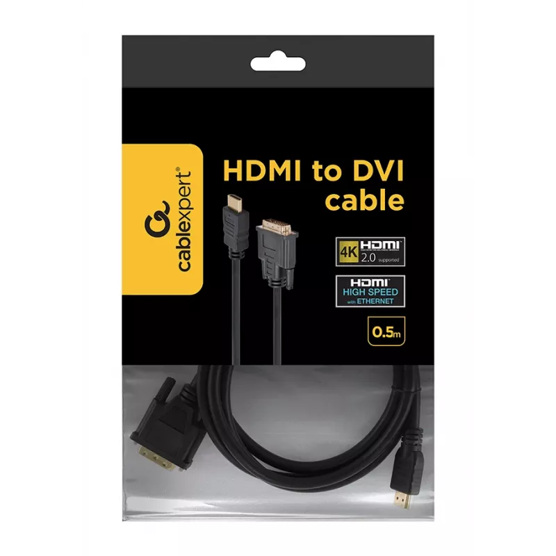 GEMBIRD HDMI į DVI vyriškas-vyriškas laidas su paauksuotomis jungtimis 2,0 m (didmeninė pakuotė)