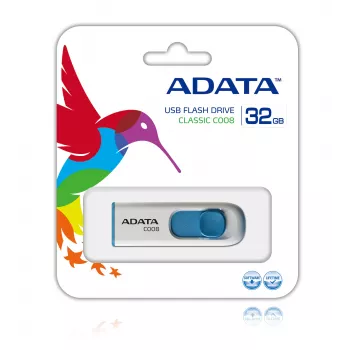 ADATA 32GB C008 USB atmintukas USB Type-A 2.0 mėlynas, baltas