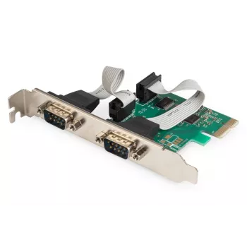 DIGITUS Serial I/O, 2 prievadų, PCIe papildymo plokštė su 2 x DB9 M lizdu ir žemo profilio kronšteinu, MCS9901 mikroschemų rinkinys