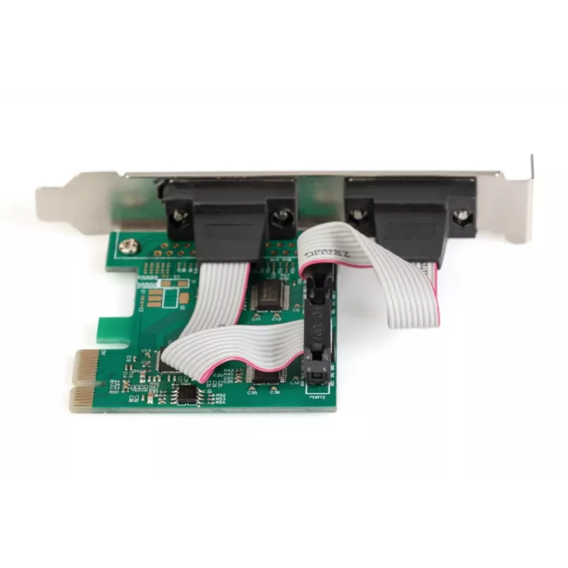 DIGITUS Serial I/O, 2 prievadų, PCIe papildymo plokštė su 2 x DB9 M lizdu ir žemo profilio kronšteinu, MCS9901 mikroschemų rinkinys