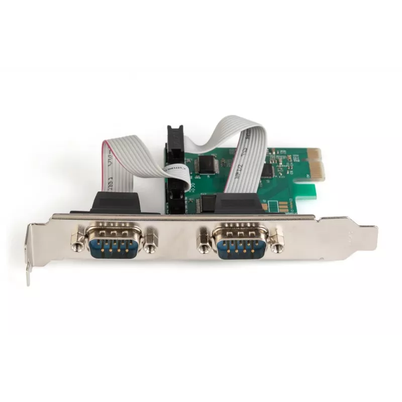 DIGITUS Serial I/O, 2 prievadų, PCIe papildymo plokštė su 2 x DB9 M lizdu ir žemo profilio kronšteinu, MCS9901 mikroschemų rinkinys