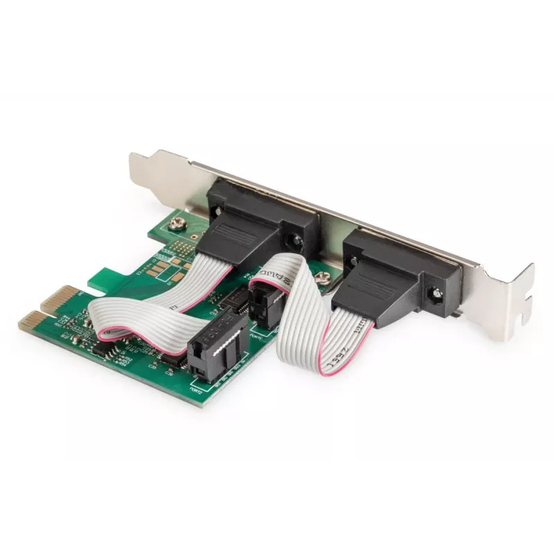 DIGITUS Serial I/O, 2 prievadų, PCIe papildymo plokštė su 2 x DB9 M lizdu ir žemo profilio kronšteinu, MCS9901 mikroschemų rinkinys