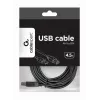 USB kabelis, Gembird 4,5 m USB 2.0 A/B M, juodas, vyriškas/vyriškas