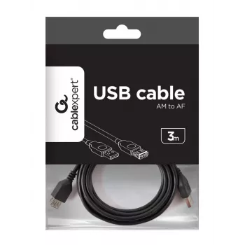 GEMBIRD USB 2.0 Type-A (vyriškas) į USB Type-A (moteriškas) ilginimo kabelis, 1 m - juodas