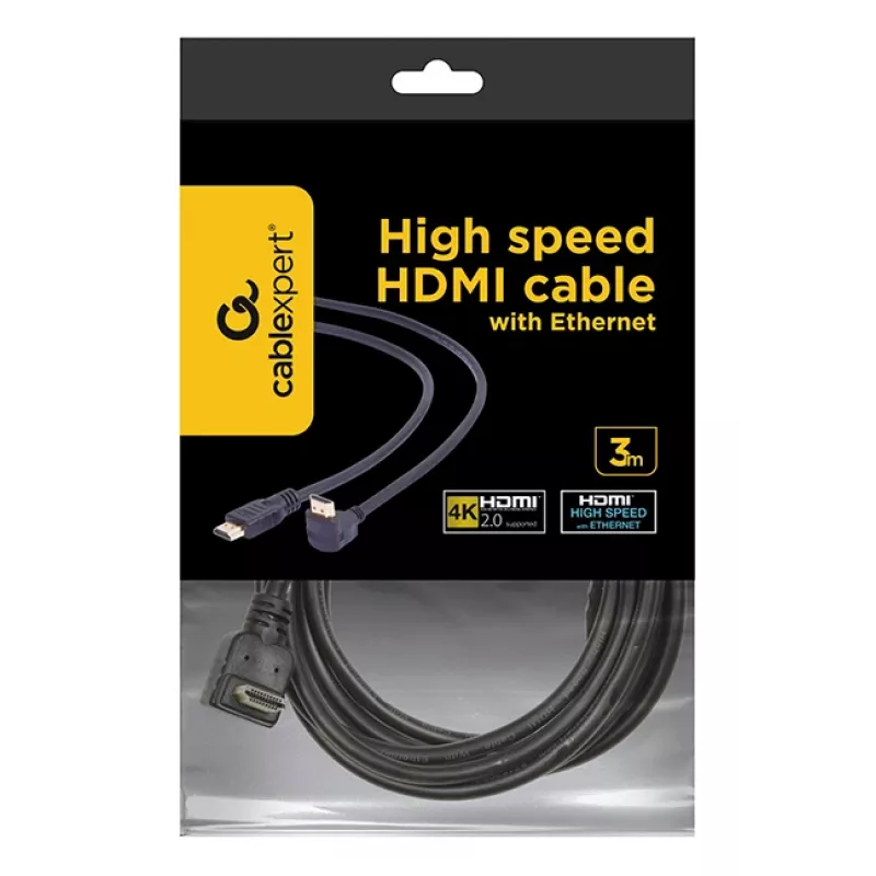 GEMBIRD High Speed HDMI laidas su Ethernet, 90 laipsnių kampu į viršų, 3m