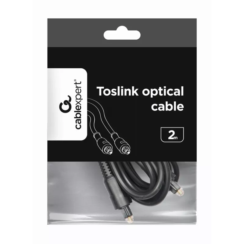 Garsinis laidas Gembird Toslink, 2 m, juodas, kištukai vyras-vyras