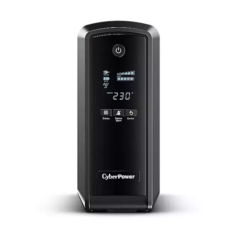 Nepertraukiamo maitinimo šaltinis CYBERPOWER CP900EPFCLCD — 0,9 kVA (540 W), 6 AC lizdų, LCD, grynas sinusas, bokštas