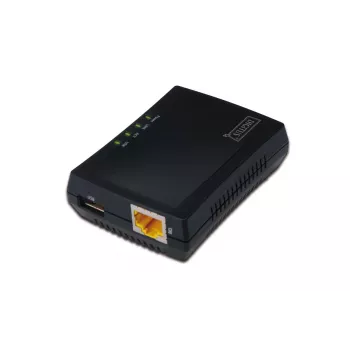 DIGITUS Daugiafunkcis USB tinklo serveris, 1 prievado tinklinis USB šakotuvas, NAS, spausdinimo serveris USB 2.0, RJ45