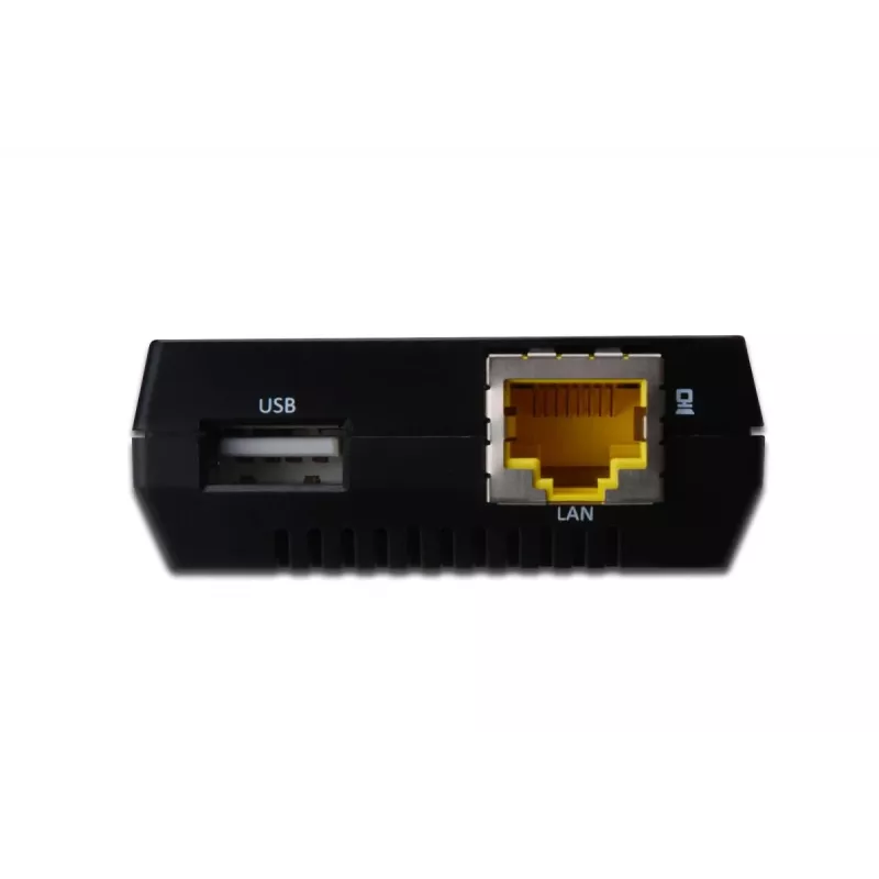 DIGITUS Daugiafunkcis USB tinklo serveris, 1 prievado tinklinis USB šakotuvas, NAS, spausdinimo serveris USB 2.0, RJ45