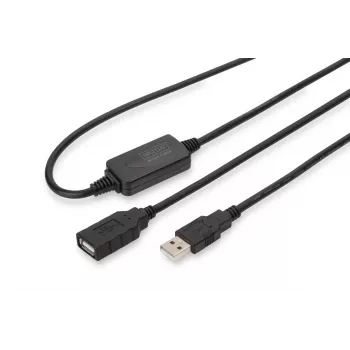 DIGITUS USB 2.0 aktyvus ilginimo kabelis USB A lizdas / USB A kištukas 10 m (DA-73100-1)