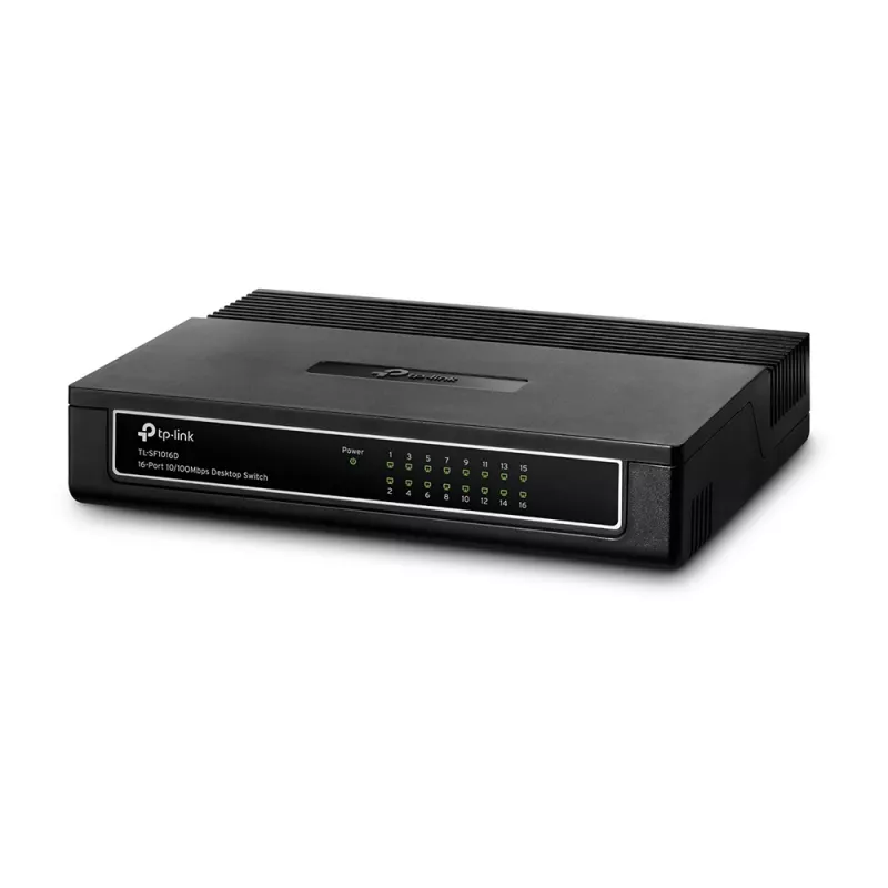 TP-Link TL-SF1016D 16 prievadų Fast Ethernet nevaldomas komutatorius, stalinis / montuojamas į stelažą