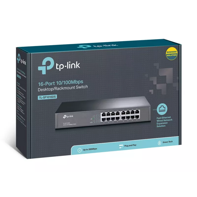 TP-Link TL-SF1016DS tinklo jungiklis Nevaldomas Fast Ethernet (10/100) 1U Juodas