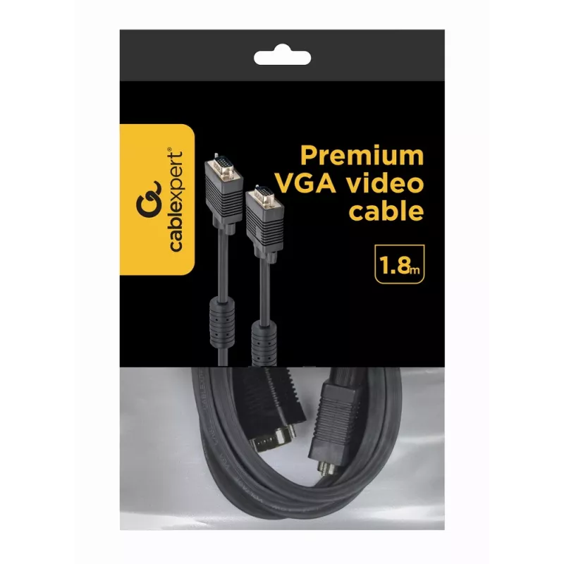 Gembird Premium VGA HD15M/HD15M dvigubai ekranuotas su 2 ferito žiedais 2,0 m laidas / juodas