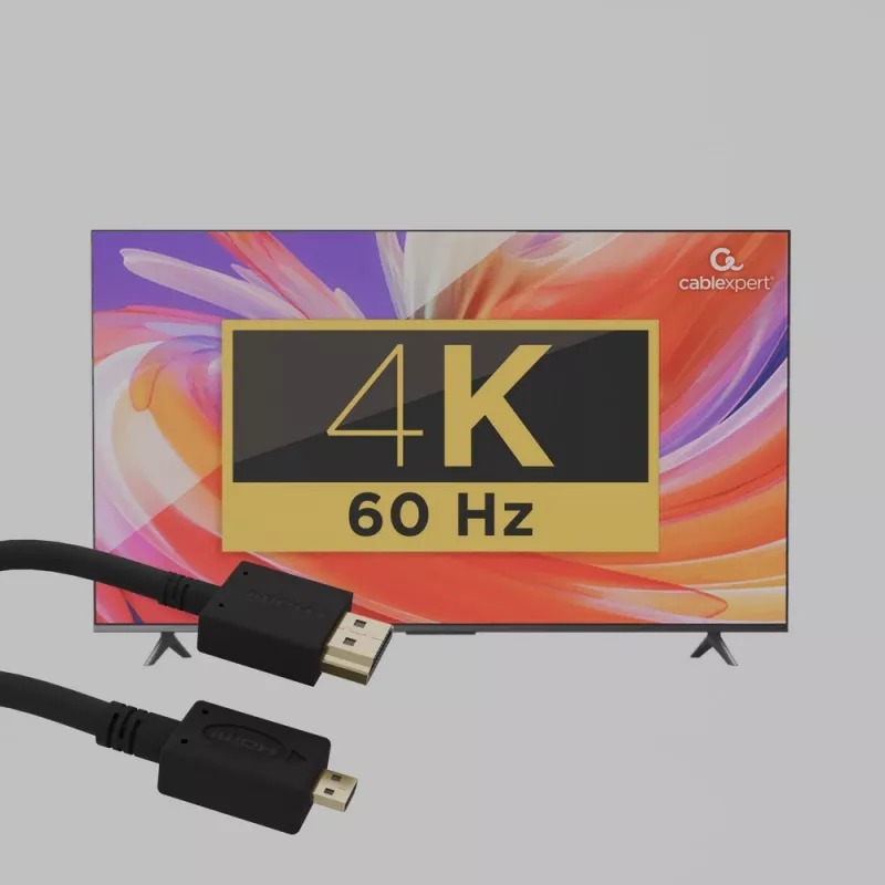 GEMBIRD HDMI vyriškas į micro D vyrišką laidas su auksuotais jungtimis 2,0 m juodas