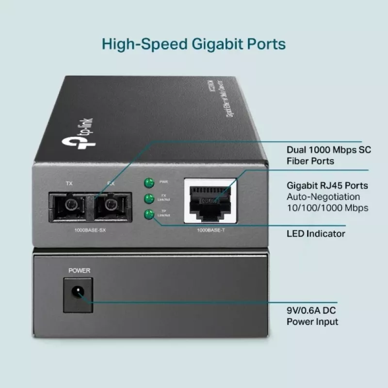 TP-Link MC200CM Gigabit optinis keitiklis (multi-mode, SC, 850 nm, 550 m)
