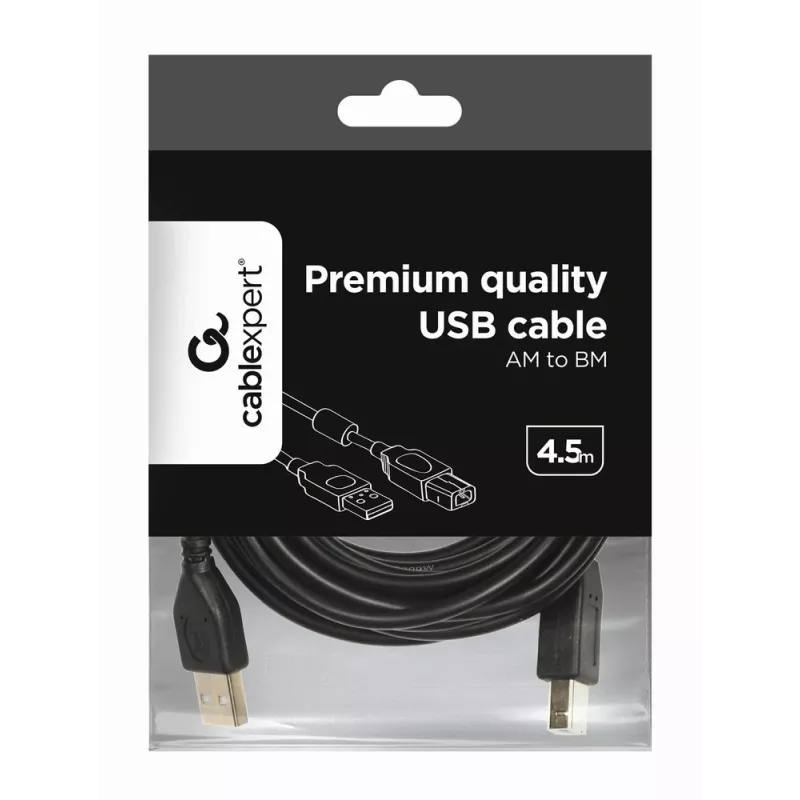 Gembird Premium kokybės USB A kištukas į B kištuką laidas 4,5 m - Juoda