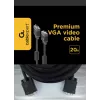 GEMBIRD Premium VGA laidas HD15M/HD15M – dvigubai ekranuotas su 2 ferito žiedais 20m – juodas