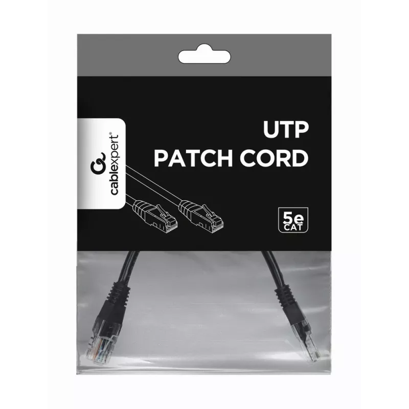 Gembird PP12-0.25M/BK – Patch kabelis Cat5e UTP 0,25 m juodas