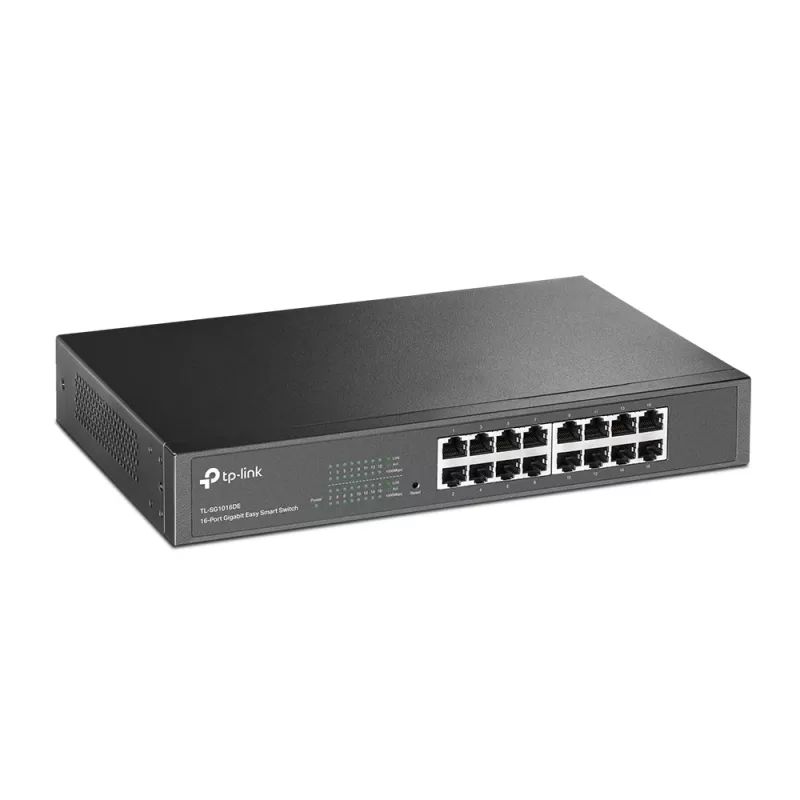 TP-Link 16 prievadų Gigabit Easy Smart valdomas tinklo jungiklis, L2, 19 inch montavimui, 1U