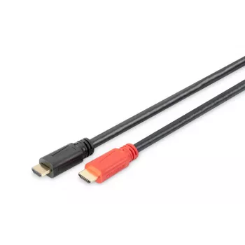 HDMI kabelis DIGITUS ASSMANN High Speed, tipas A, su stiprintuvu, M/M, 15m su Ethernet, Ultra HD 24p, CE, aukso juoda