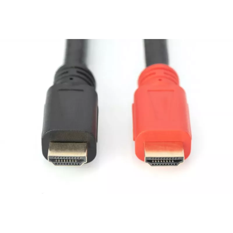 HDMI kabelis DIGITUS ASSMANN High Speed, tipas A, su stiprintuvu, M/M, 15m su Ethernet, Ultra HD 24p, CE, aukso juoda
