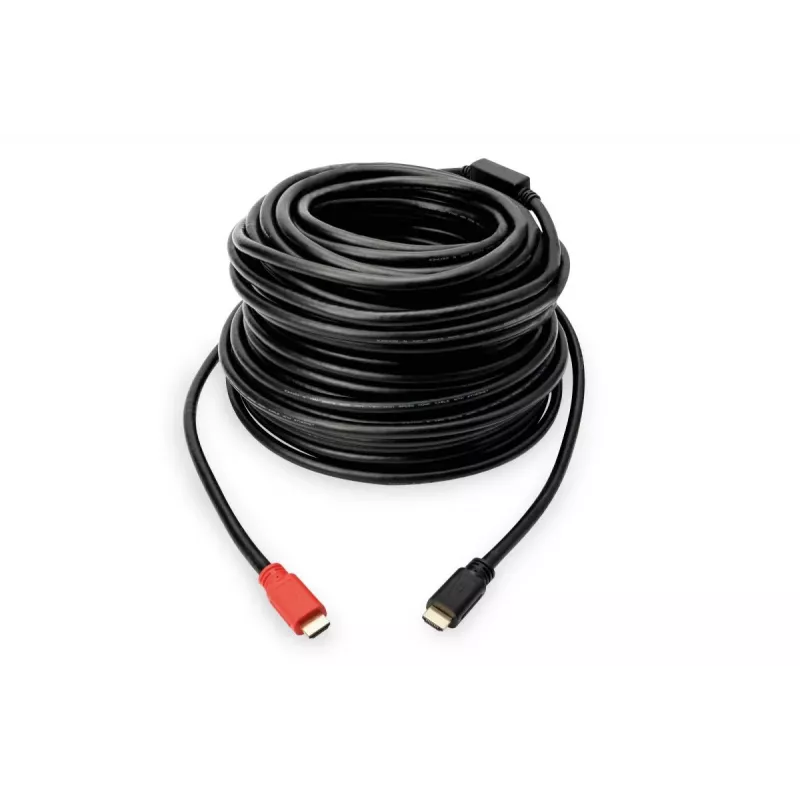 HDMI kabelis DIGITUS ASSMANN High Speed, tipas A, su stiprintuvu, M/M, 15m su Ethernet, Ultra HD 24p, CE, aukso juoda