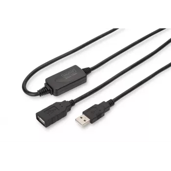 DIGITUS USB 2.0 kartotuvinis kabelis USB A kištukas / USB A lizdas 15 m (DA-73101)