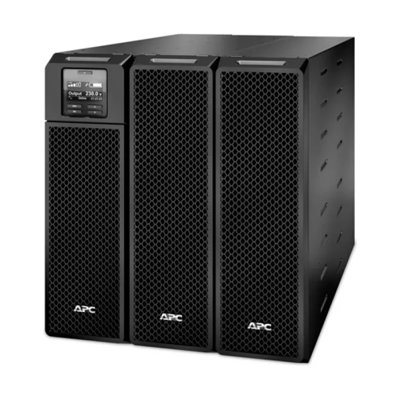 APC Smart-UPS On-Line, 10 kVA / 10 kW, bokštas, 230 V / 400 V, 6x C13 + 4x C19 IEC lizdai, tinklo kortelė + SmartSlot, prailgintas veikimo laikas, be bėgių komplekto