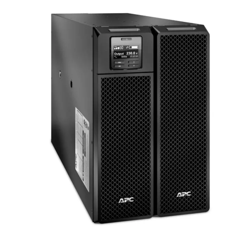 APC Smart-UPS On-Line, 10 kVA / 10 kW, bokštas, 230 V / 400 V, 6x C13 + 4x C19 IEC lizdai, tinklo kortelė + SmartSlot, prailgintas veikimo laikas, be bėgių komplekto