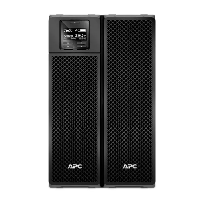 APC Smart-UPS On-Line, 10 kVA / 10 kW, bokštas, 230 V / 400 V, 6x C13 + 4x C19 IEC lizdai, tinklo kortelė + SmartSlot, prailgintas veikimo laikas, be bėgių komplekto