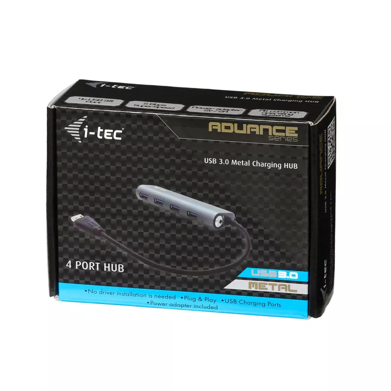 USB 3.0 4 prievadų metalinis šakotuvas i-tec Metal Superspeed 5000 Mbit/s pilka