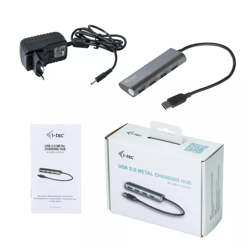 USB 3.0 4 prievadų metalinis šakotuvas i-tec Metal Superspeed 5000 Mbit/s pilka