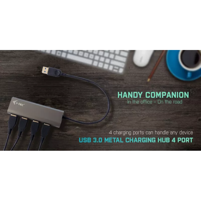 USB 3.0 4 prievadų metalinis šakotuvas i-tec Metal Superspeed 5000 Mbit/s pilka