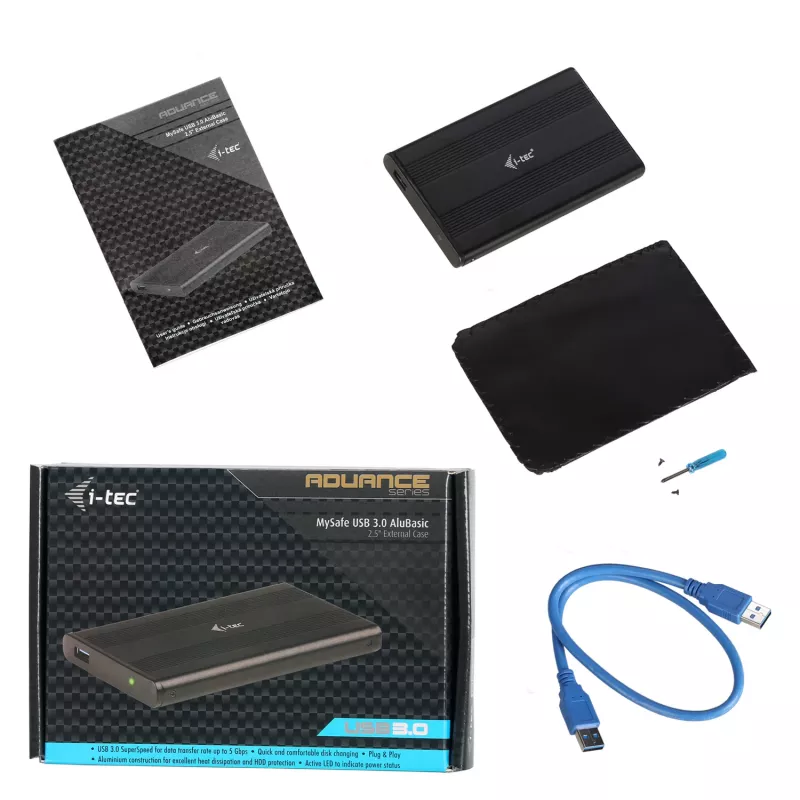 Išorinis HDD/SSD dėklas i-tec Advance MySafe AluBasic 2.5 colio USB 3.0