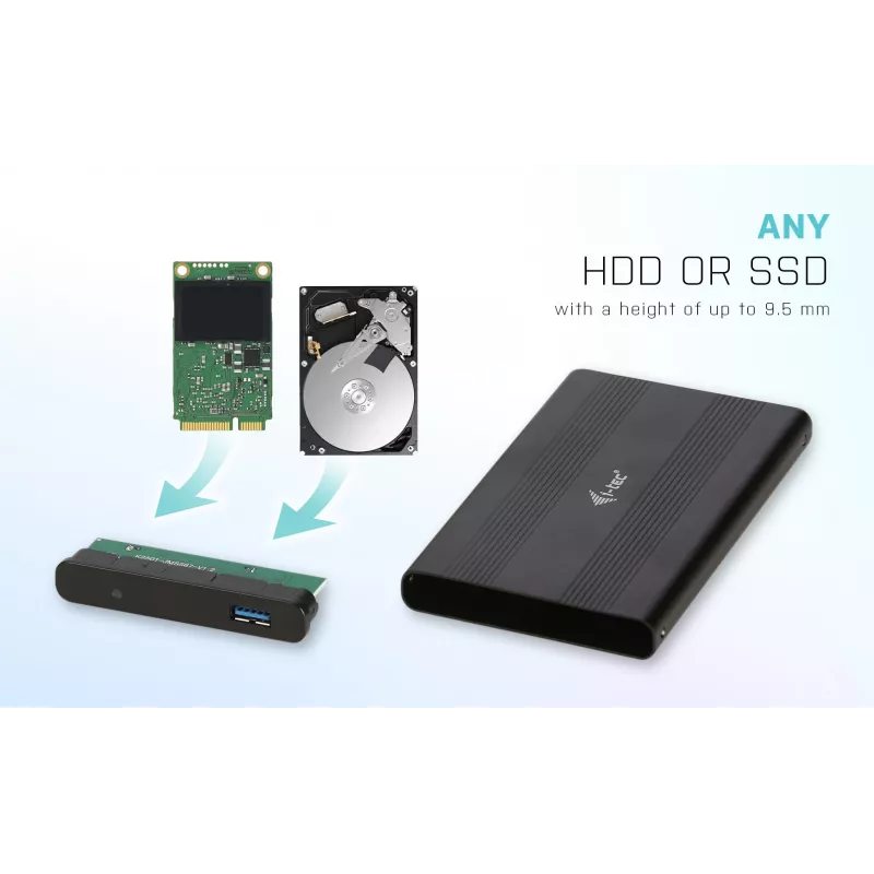 Išorinis HDD/SSD dėklas i-tec Advance MySafe AluBasic 2.5 colio USB 3.0