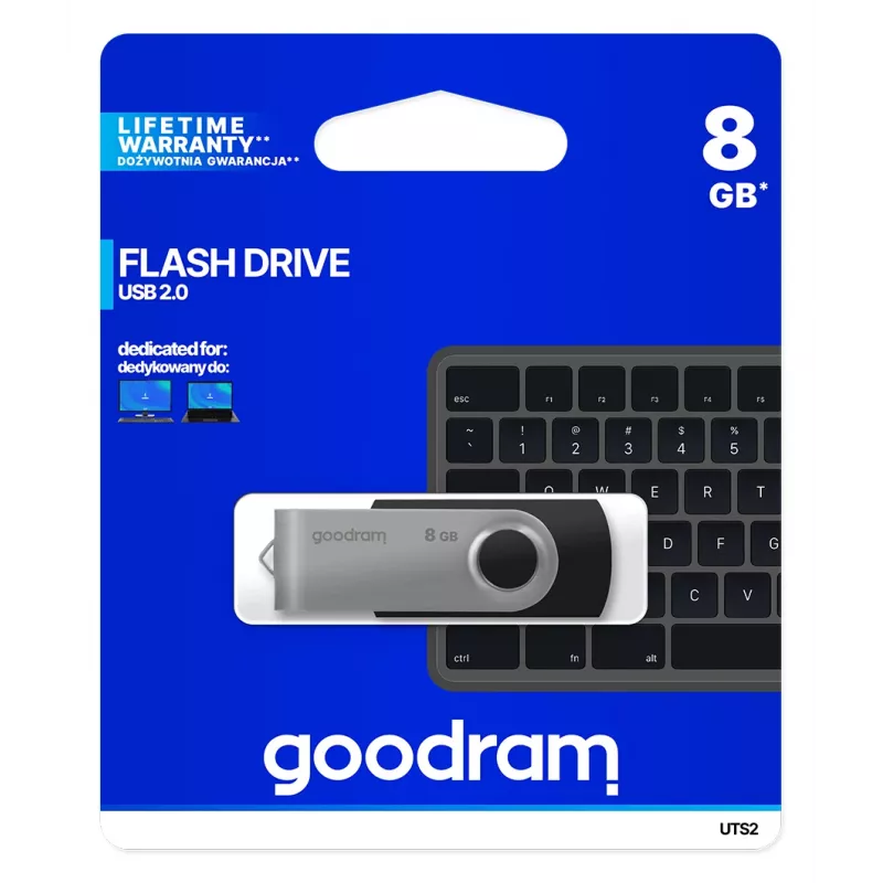 Goodram UTS2 USB atmintukas 8 GB USB Type-A 2.0 Juodas
