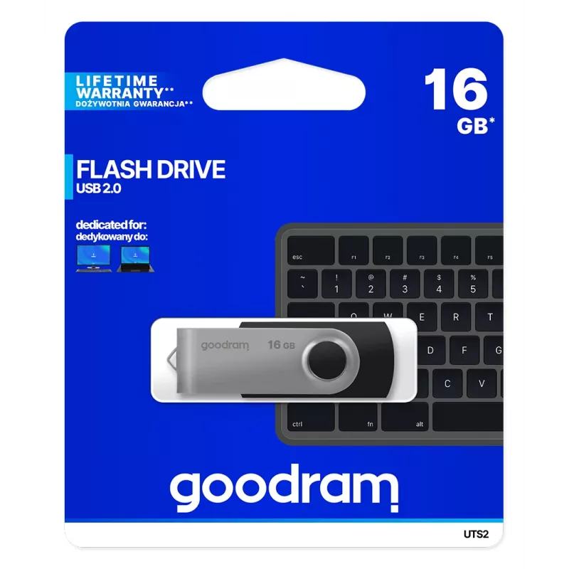Goodram UTS2 USB atmintukas 16 GB USB Type-A 2.0 Juodas