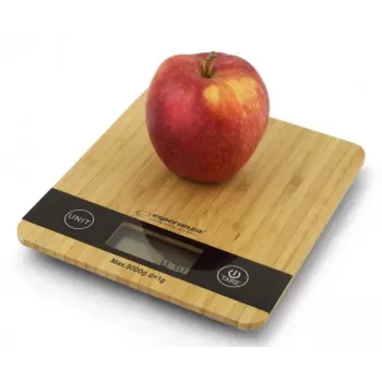 Virtuvinės elektroninės svarstyklės ESPERANZA EKS005 — 5 kg, 1 g tikslumas, bambuko platforma