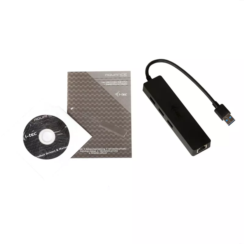 i-tec Advance USB 3.0 Slim HUB 3 prievadų Gigabit Ethernet adapteris juodas