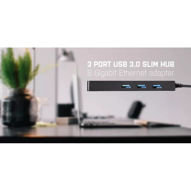 i-tec Advance USB 3.0 Slim HUB 3 prievadų Gigabit Ethernet adapteris juodas