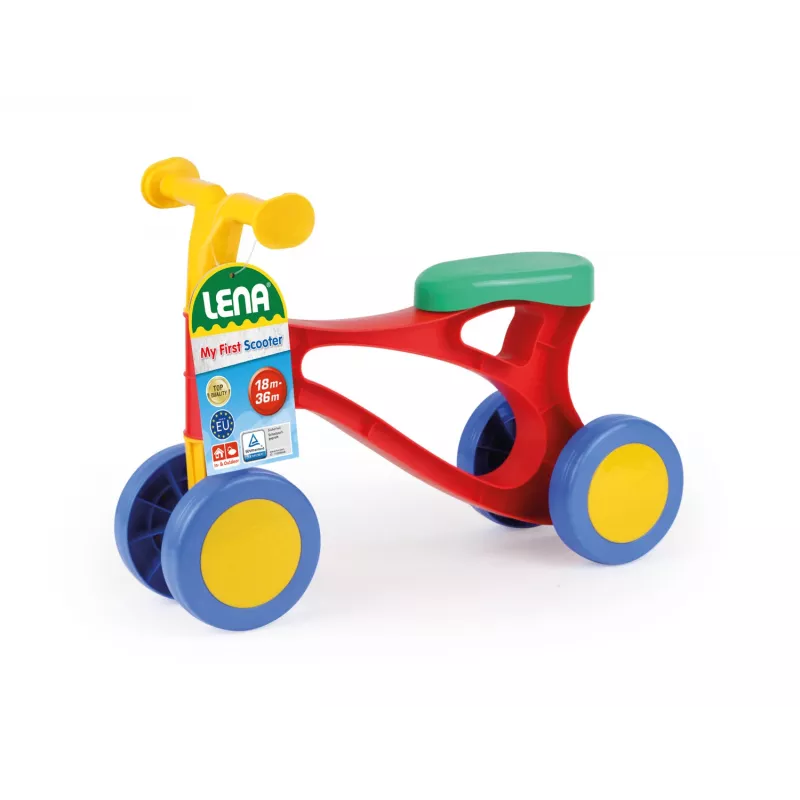 Lena My First Scooter įvairiaspalvis, 1,5 metų, 4 ratai, mėlyna, žalia, oranžinė, raudona