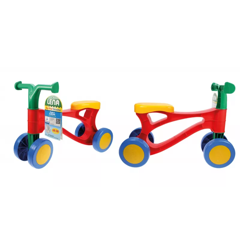 Lena My First Scooter įvairiaspalvis, 1,5 metų, 4 ratai, mėlyna, žalia, oranžinė, raudona