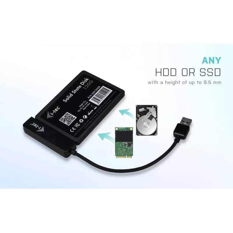 Išorinis HDD/SSD dėklas i-tec MySafe USB 3.0 Easy 2,5 colio SATA juodas