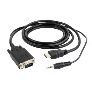 Gembird HDMI į VGA ir garso adapterio kabelis, vienas prievadas, 1,8 m - juoda