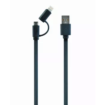 GEMBIRD USB – Apple Lightning ir Micro USB įkrovimo bei sinchronizavimo kabelis 1m – juodas