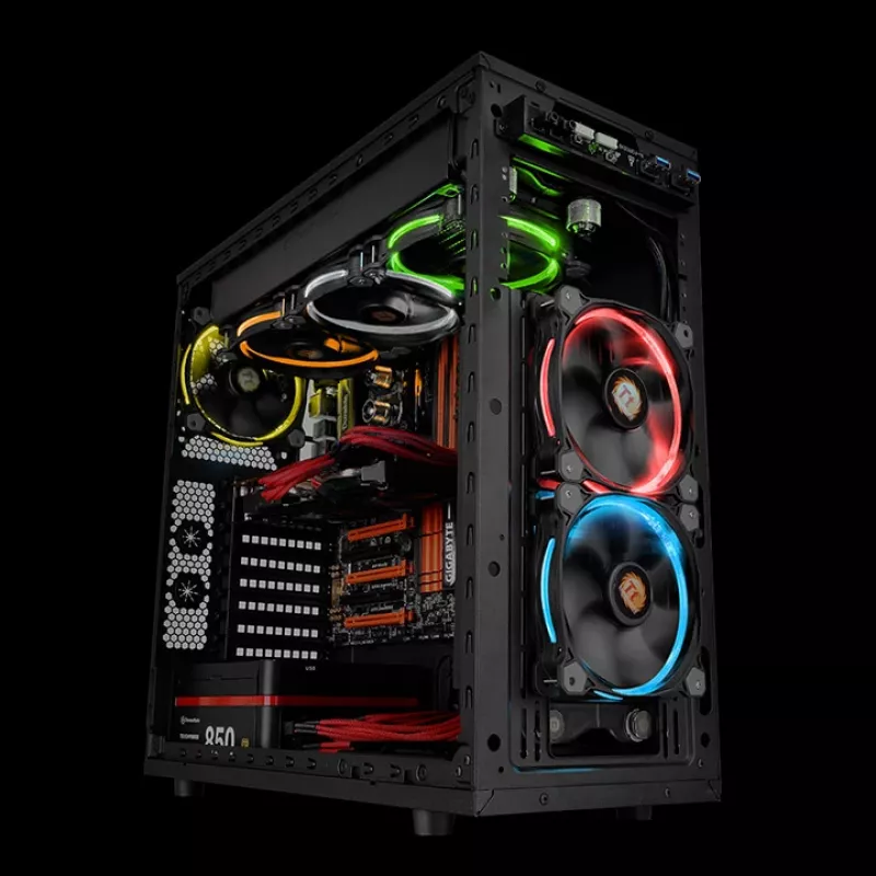 THERMALTAKE Riing 12 LED RGB 256 spalvų didelio statinio slėgio LED radiatoriaus ventiliatorius (3 ventiliatorių rinkinys)