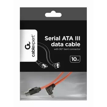 GEMBIRD SATA III duomenų kabelis su 90 laipsnių kampu lenktu jungtimi, 50 cm - Metal CLIPS