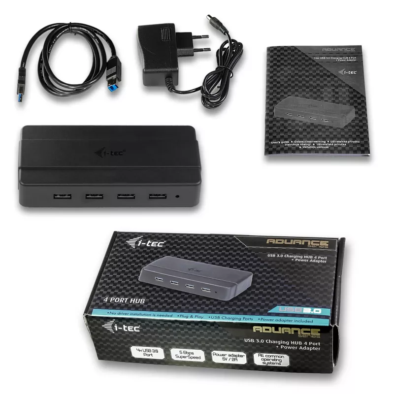 i-tec USB 3.0 Įkrovimo HUB 4 prievadų maitinimo adapteris USB 3.2 Gen 1 Type-B